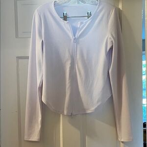 Alo Women's White Ribbed Zip-Up Top